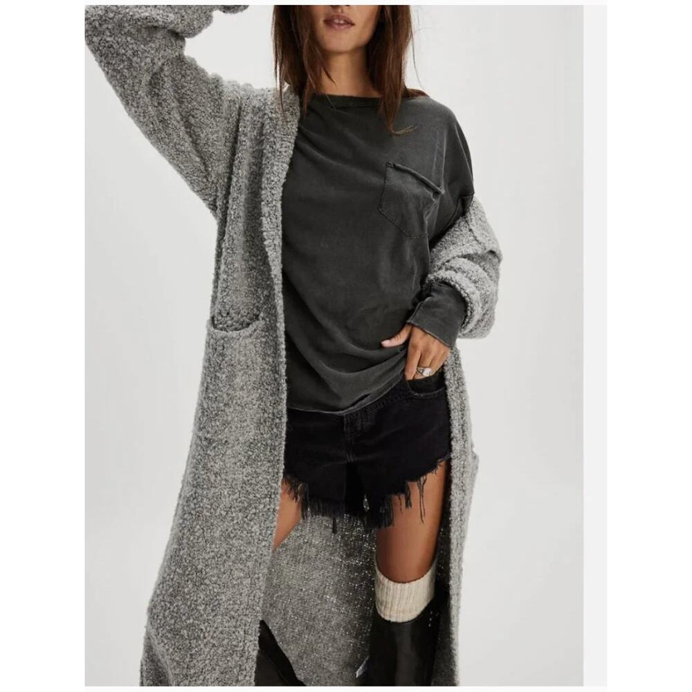 NEW Free People We The Free Fade Into You Long Sleeve Tee Shirt Oversized Black - Picture 5 of 5